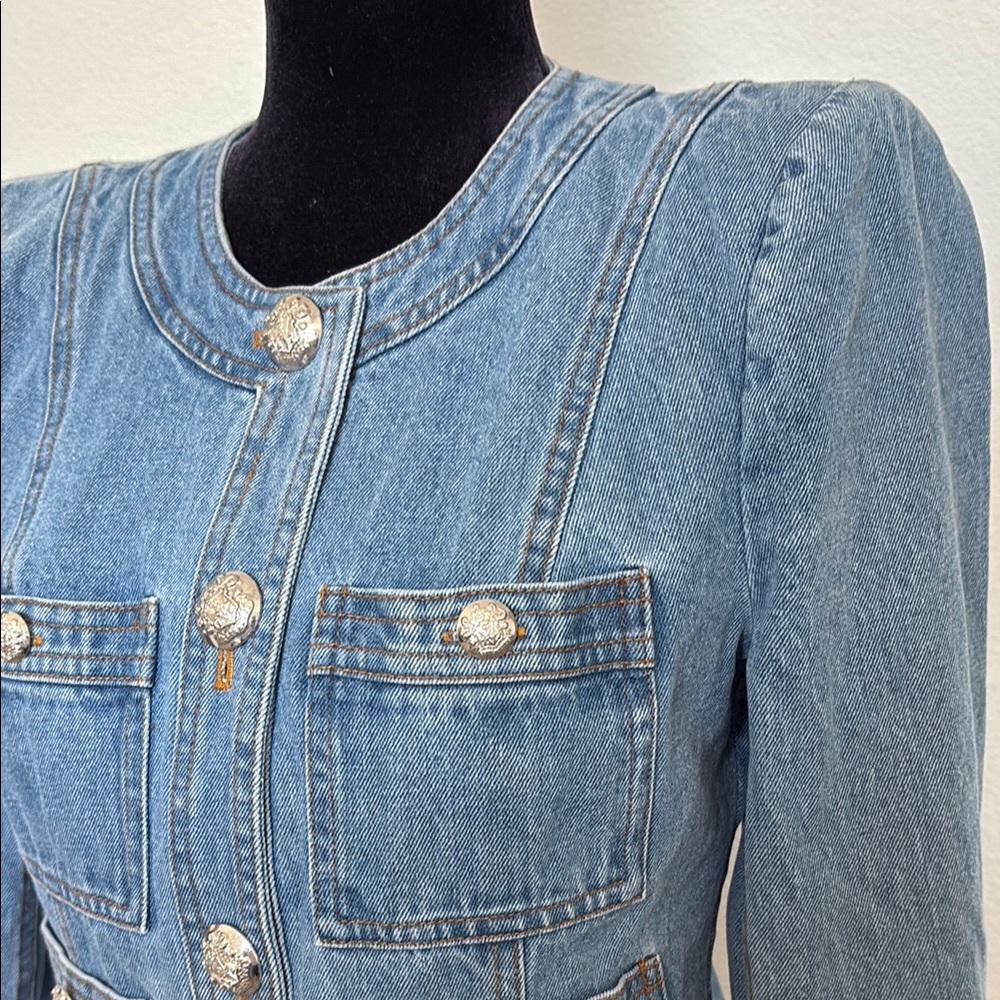 Veronica Beard Blue Jean Jacket Structured Tailor… - image 2